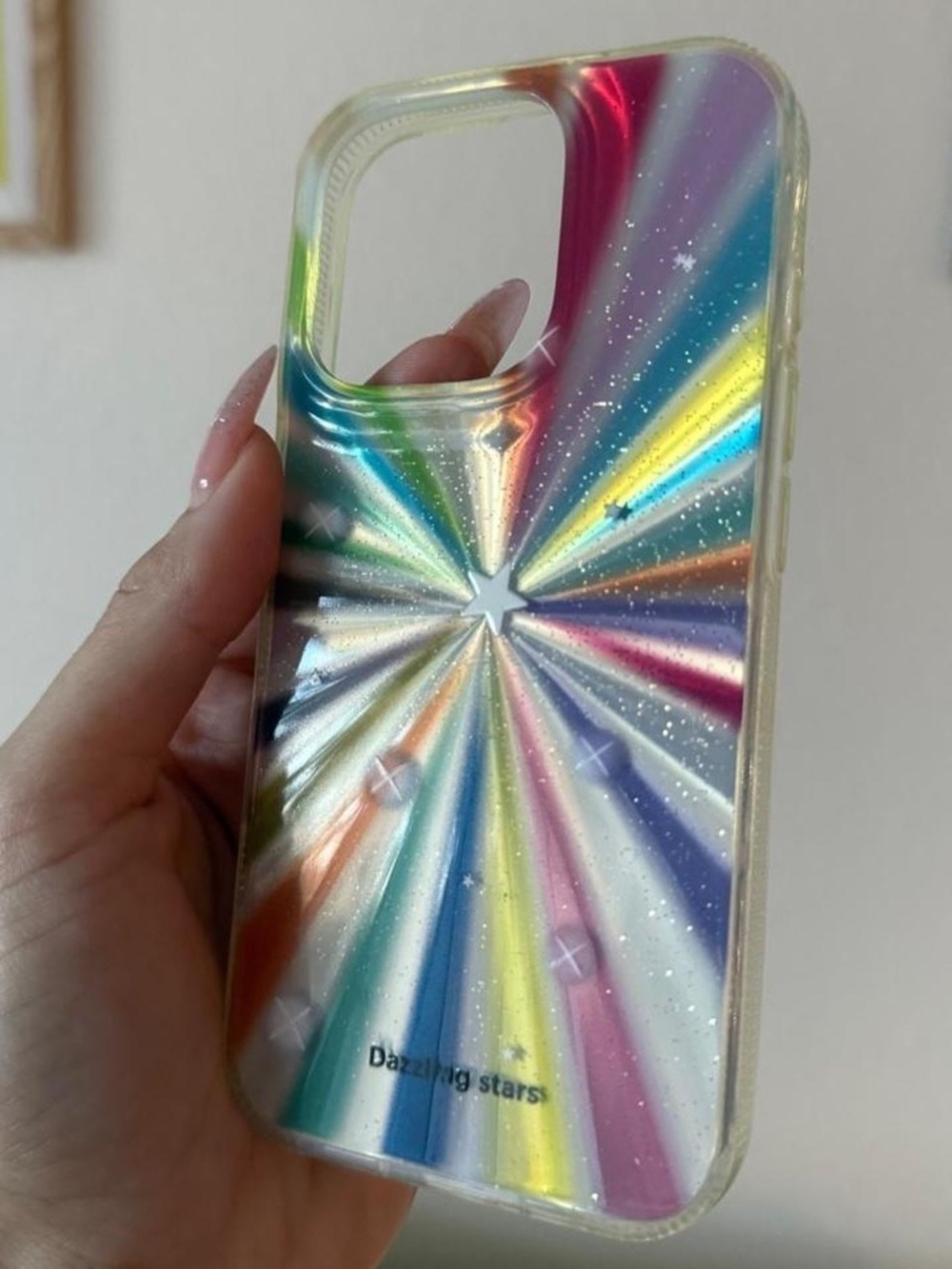 holographic metallic shooting stars iphone 16 pro phone case 💫🌈